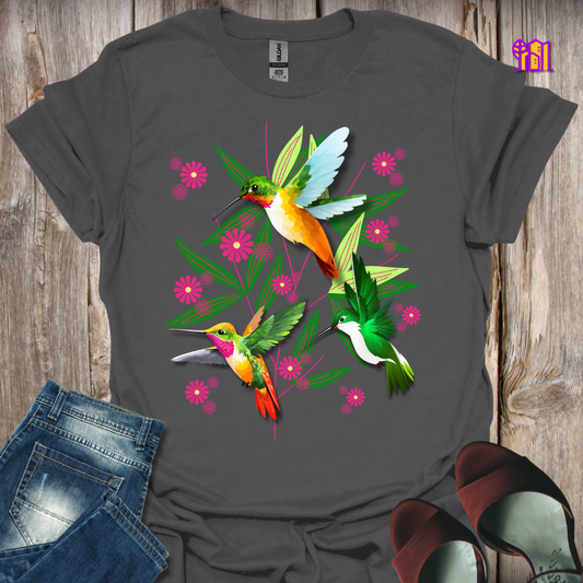 Hummingbirds In Flowers T-Shirt