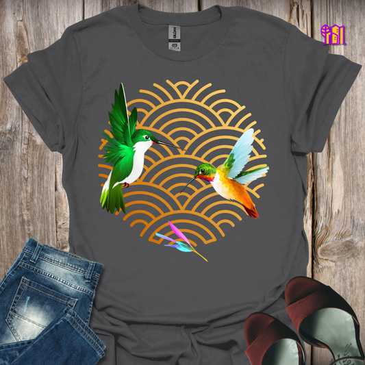 Hummingbird on Geo Shape T-Shirt